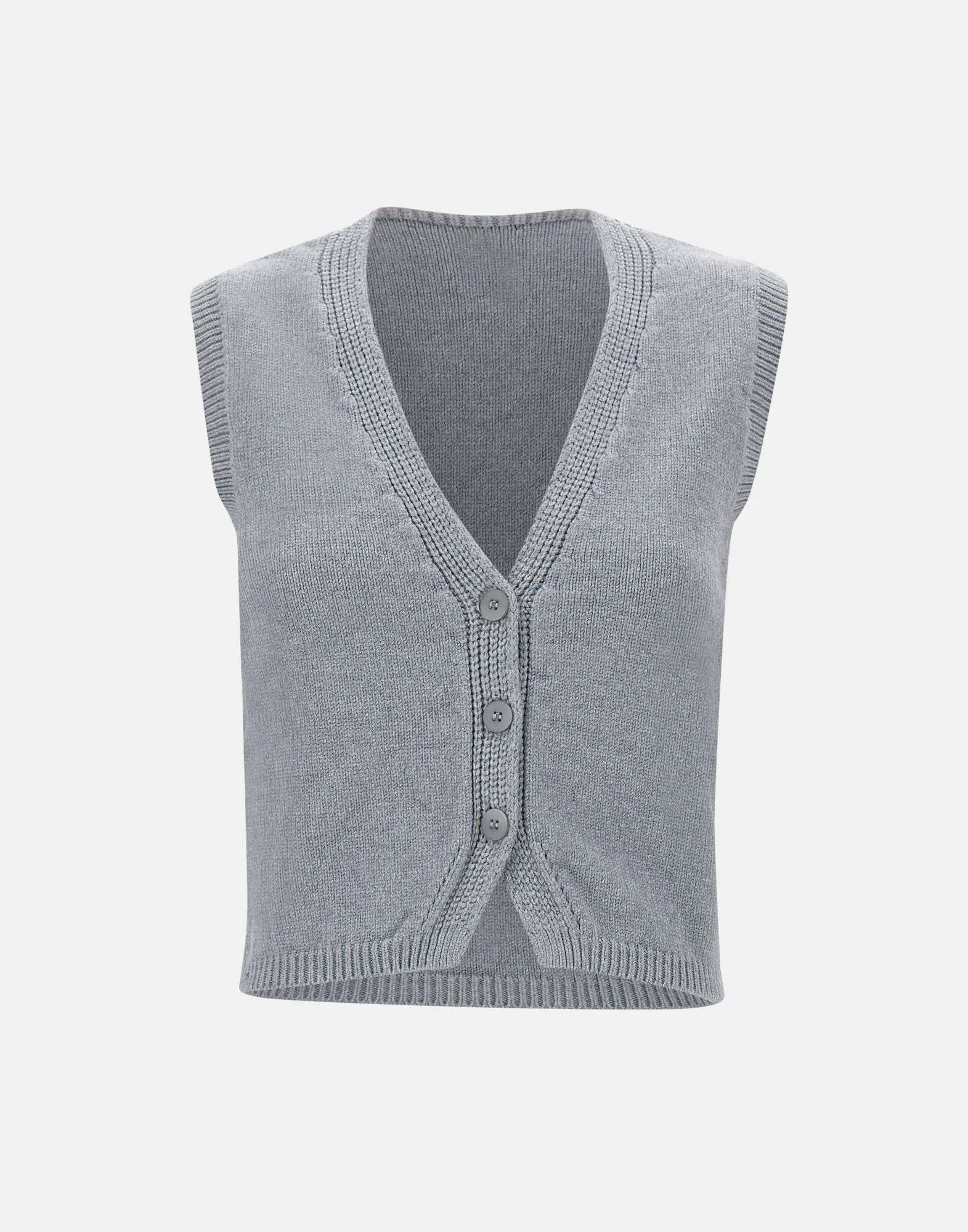 Grey Viscose Angora Knit Gilet