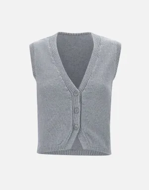 Grey Viscose Angora Knit Gilet