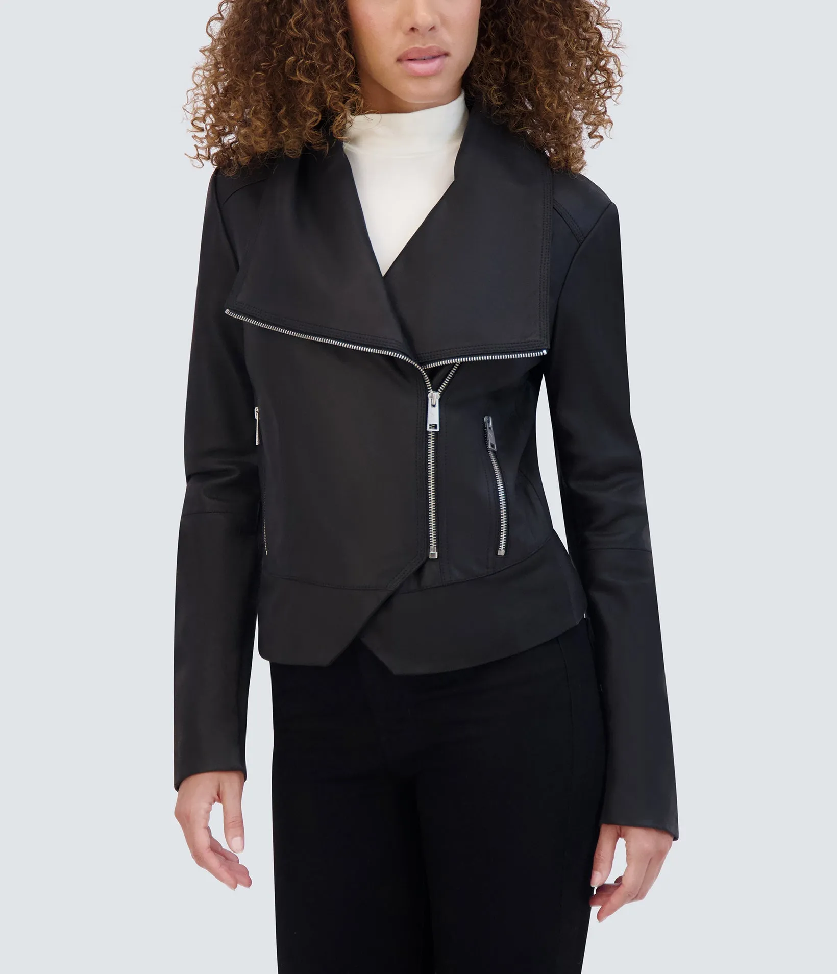 Hattie Asymmetrical Leather Jacket