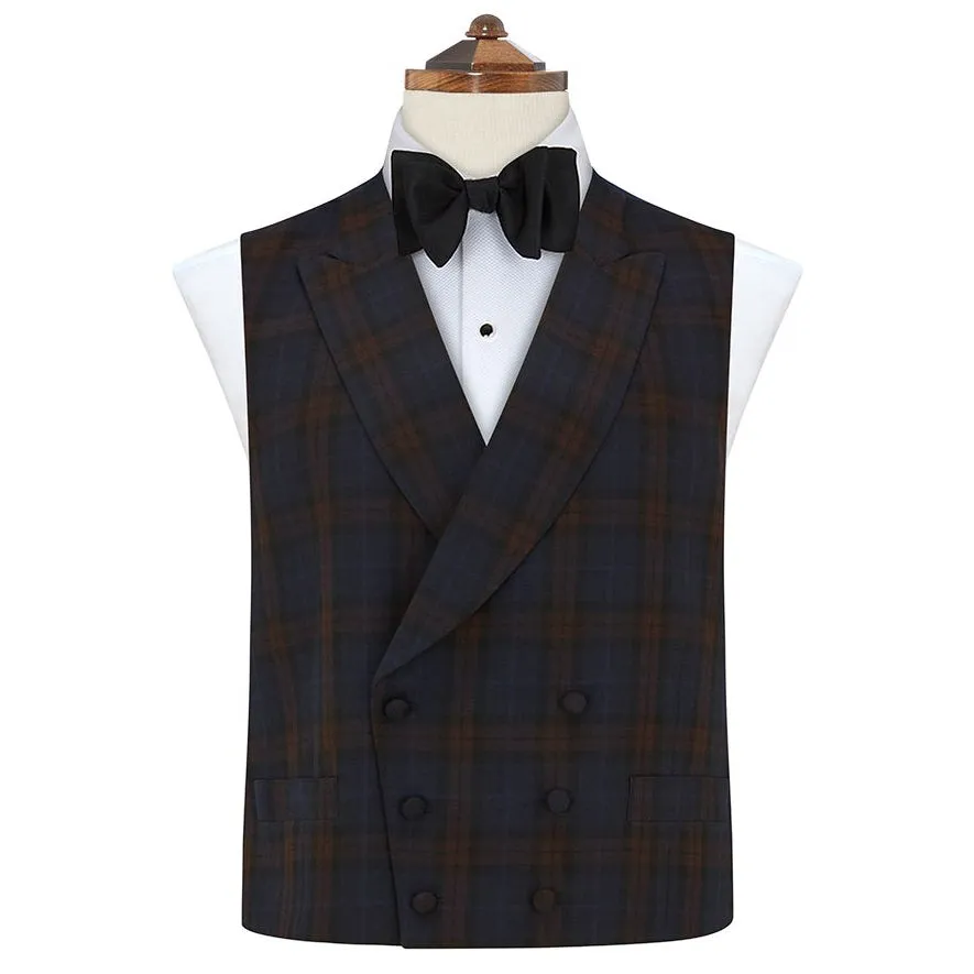 Hayward Navy and Red Tartan Wool Waistcoat