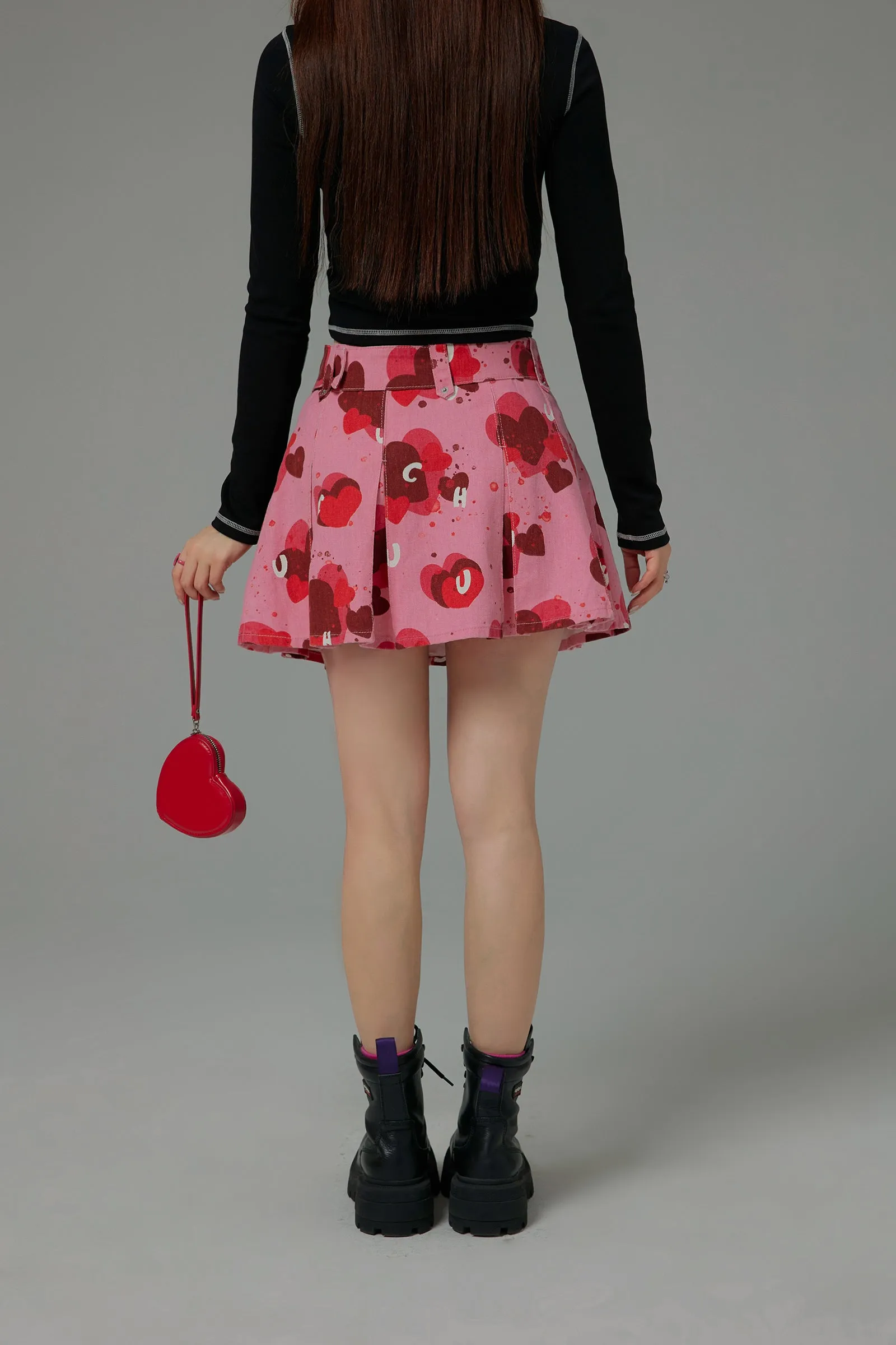 Heart Pleated Skirt