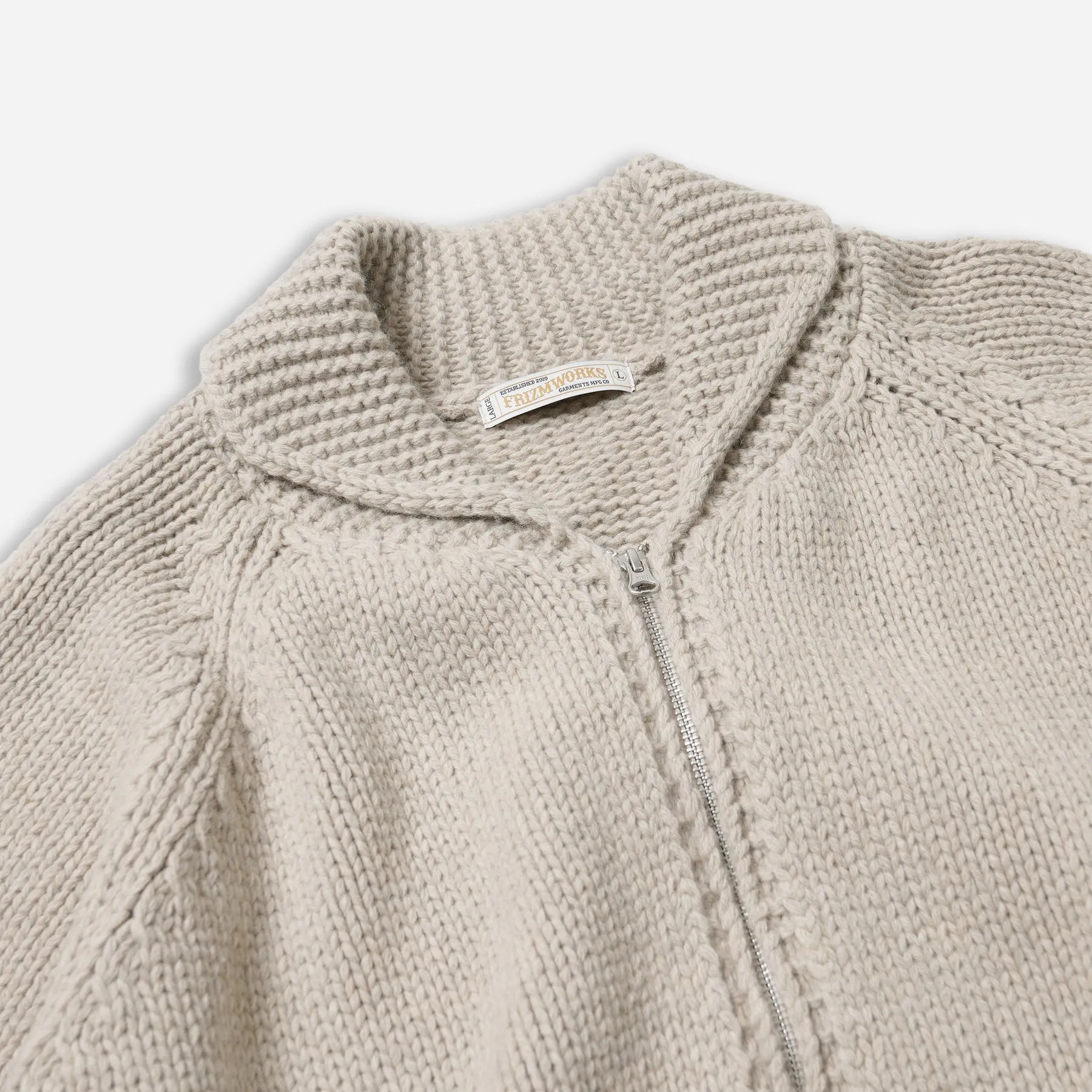 HEAVY COWICHAN ZIP UP CARDIGAN - OATMEAL