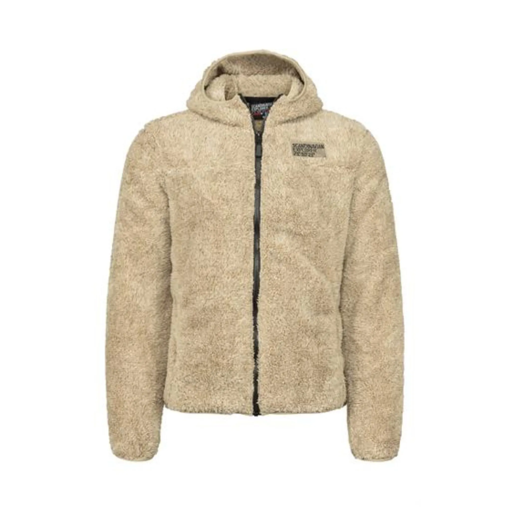 Hooded Teddy Fleece Jacket - Beige