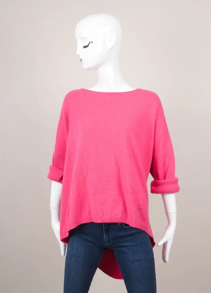 Hot Pink Drape Lambswool and Angora Sweater