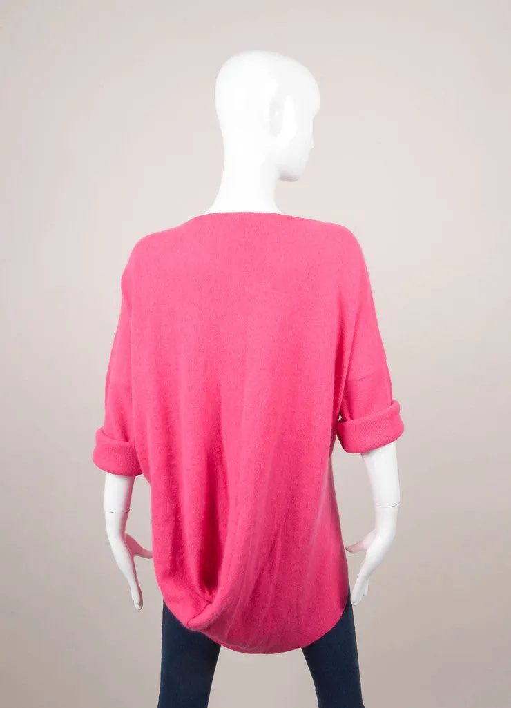 Hot Pink Drape Lambswool and Angora Sweater