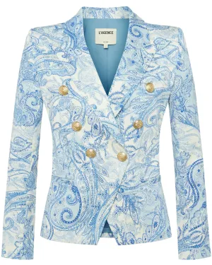 Ivory and Blue Paisley Marie Double Breasted Blazer