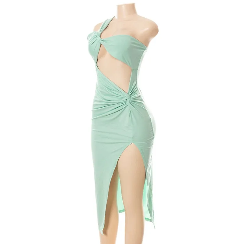 JuliaFashion - 2024 Sexy Cut Out Split Ruched Sleeveless Dresses