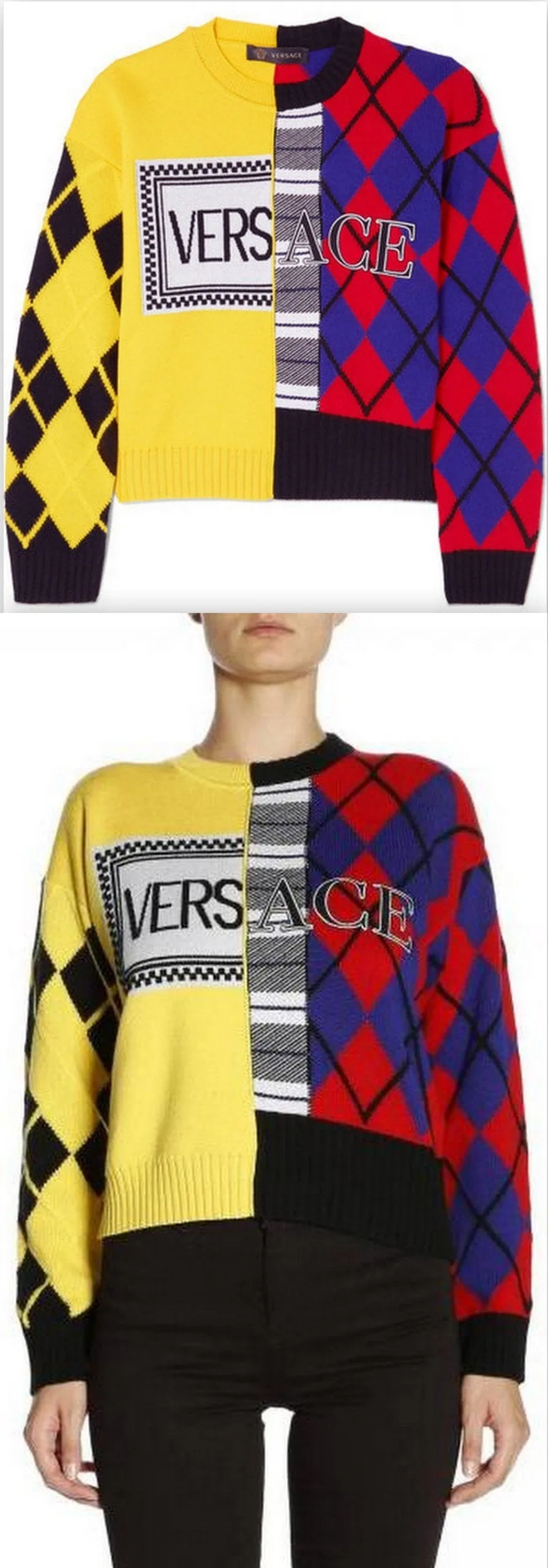 Logo Argyle Print Sweater