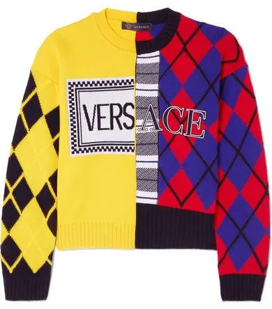 Logo Argyle Print Sweater