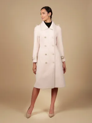 'Loren' Wool Trench Coat in Bianco