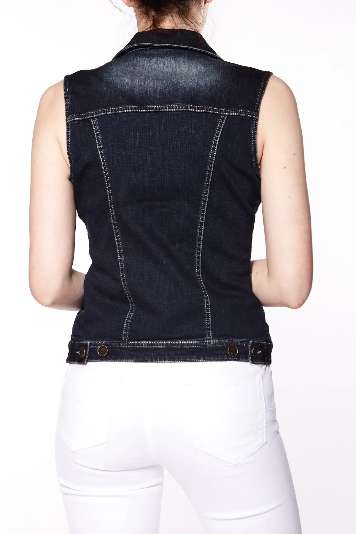 MANDY - Ladies Denim Vest - Dark Indigo Rinse