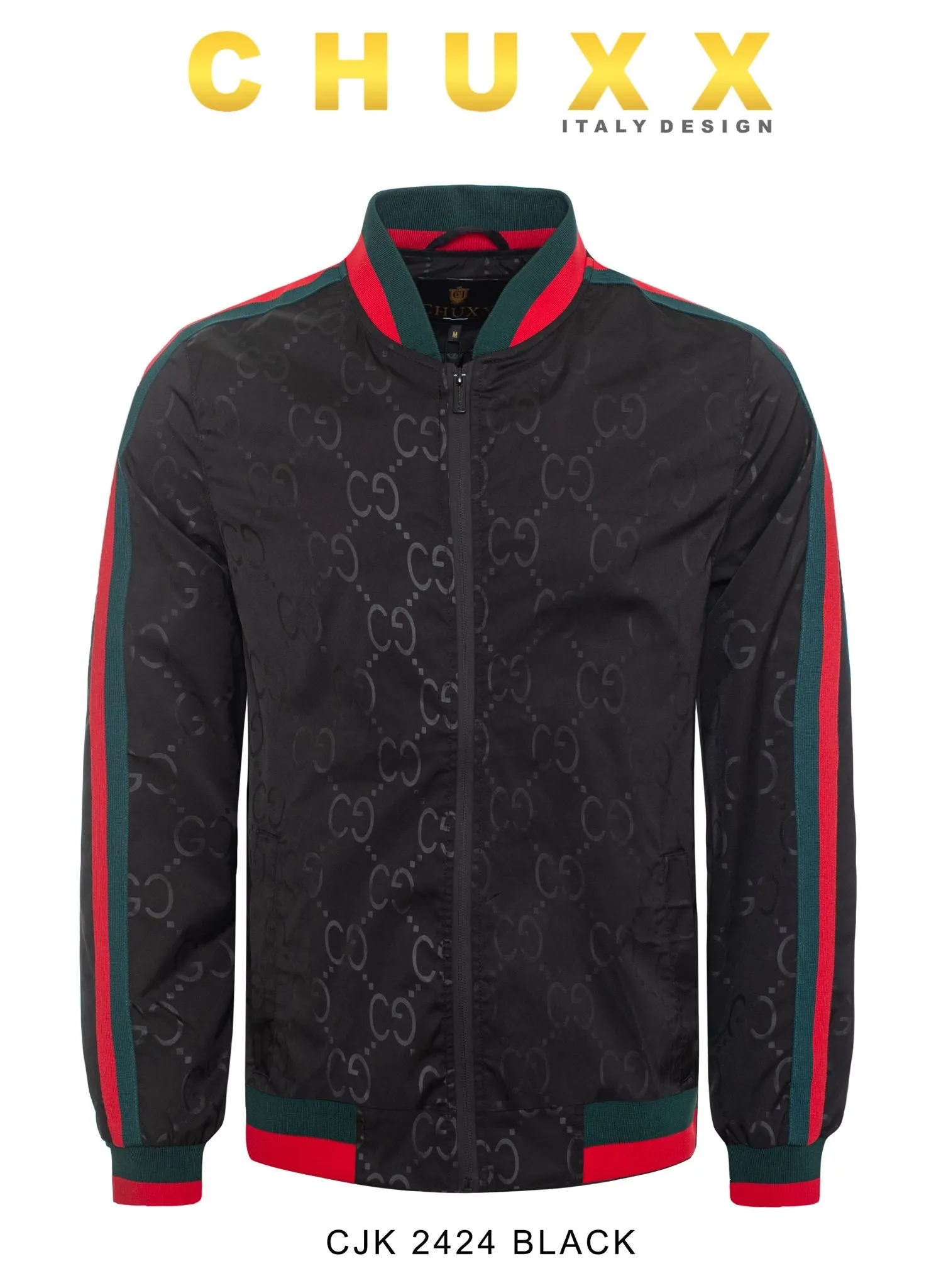 Men's Black Red Green Fashion Design Long Sleeve Full Zip-Up Jacket Style No: CJK-2424