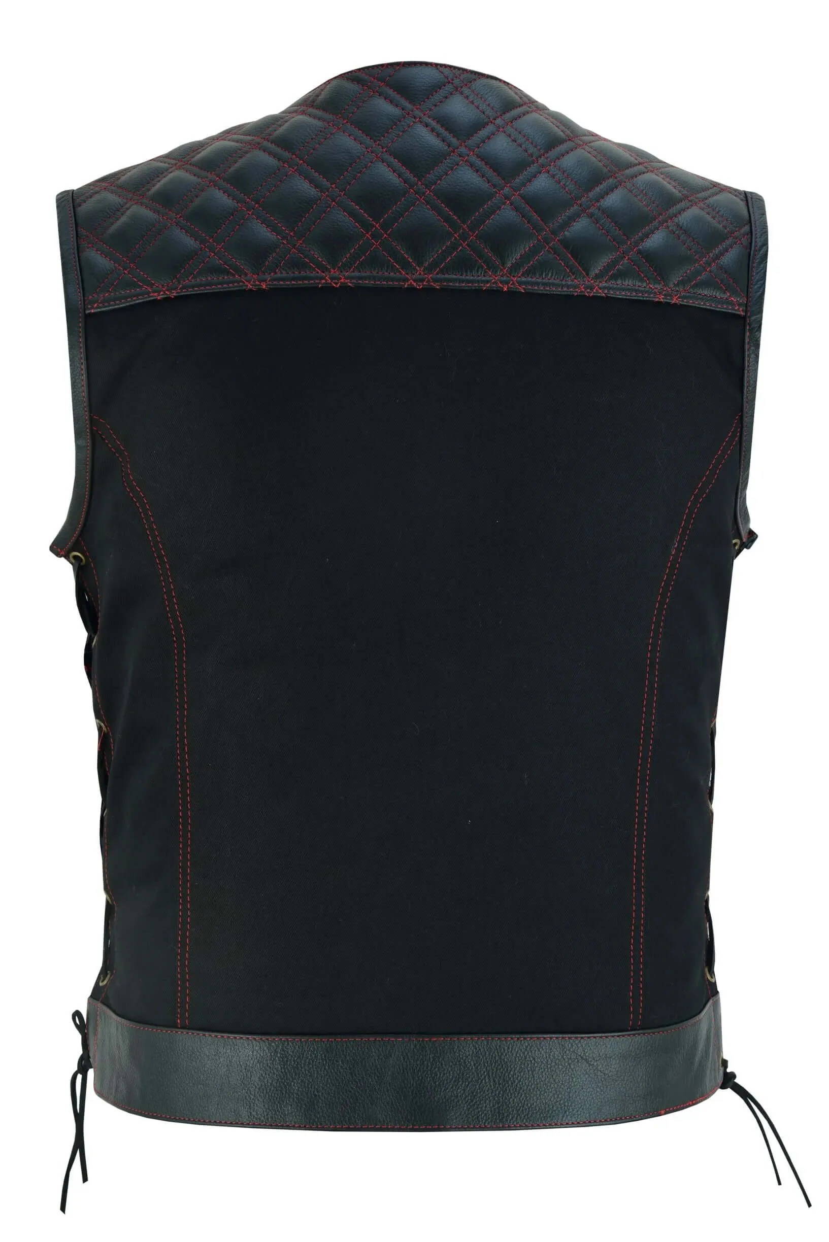 Men's SOA Vest double Red Thread Club Vest, Concealed Gun Pockets Collar Less