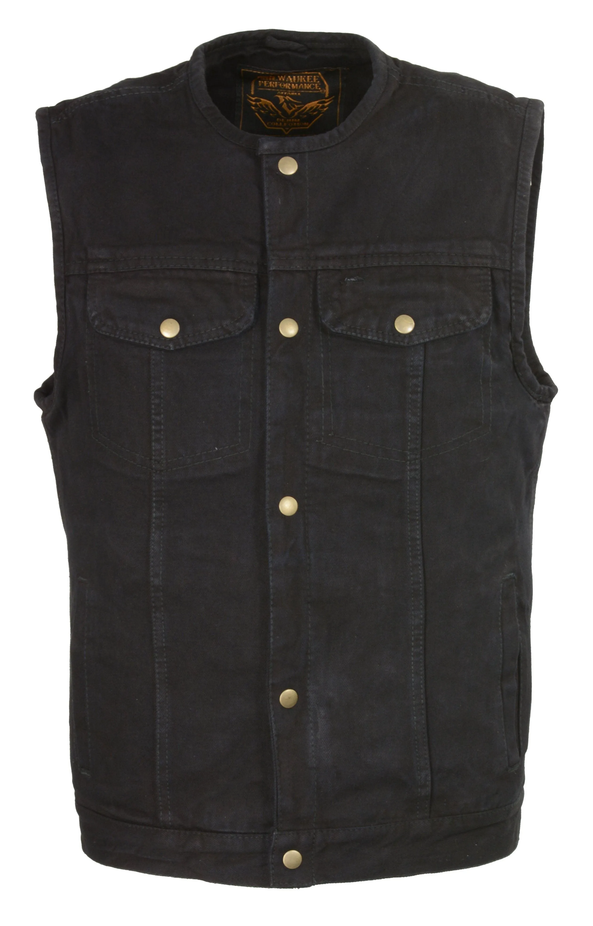 Milwaukee Performance Denim-DM1937-Men's Snap Front Black Denim Club Vest w/ Gun Pocket