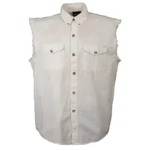 Milwaukee Performance Denim-DM4006-Men’s White Lightweight Sleeveless Denim Shirt