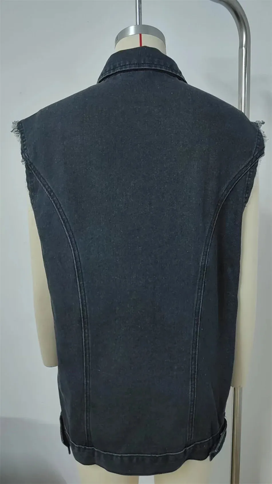 Oversized Classic Denim Vest – Biker Look Design