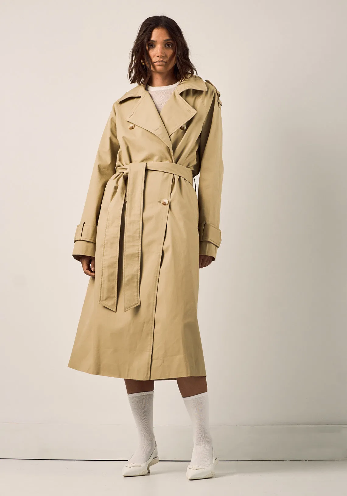 OVERSIZED COTTON TRENCH COAT BUTTER