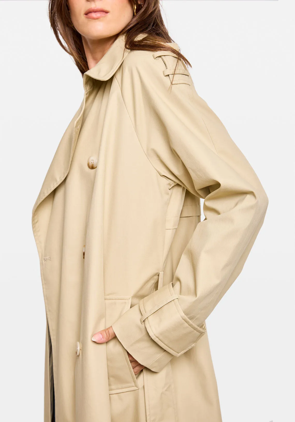 OVERSIZED COTTON TRENCH COAT BUTTER