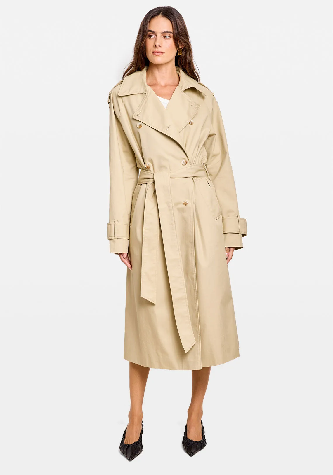 OVERSIZED COTTON TRENCH COAT BUTTER