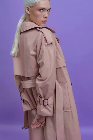 PEACH TRENCHCOAT WITH DECORATIVE BELTS