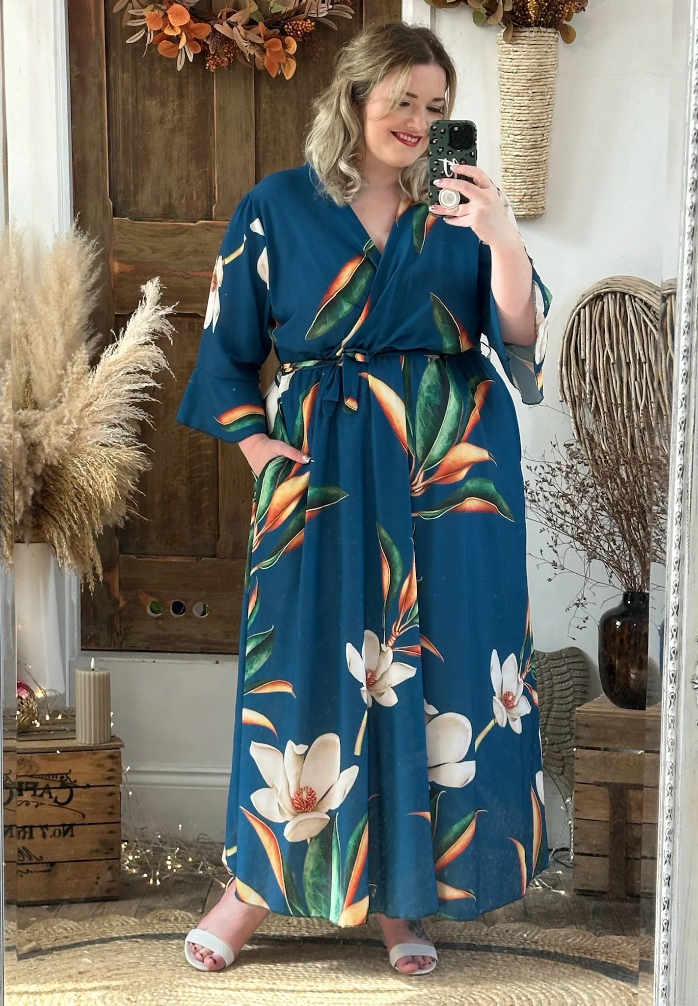 Petrol Bold Floral Thea Dress