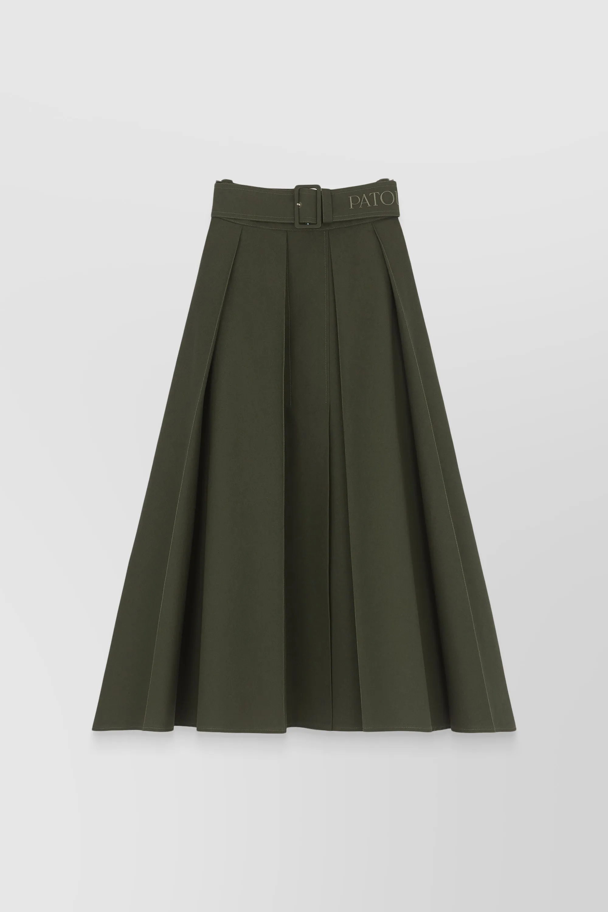 Pleated canvas maxi skirt