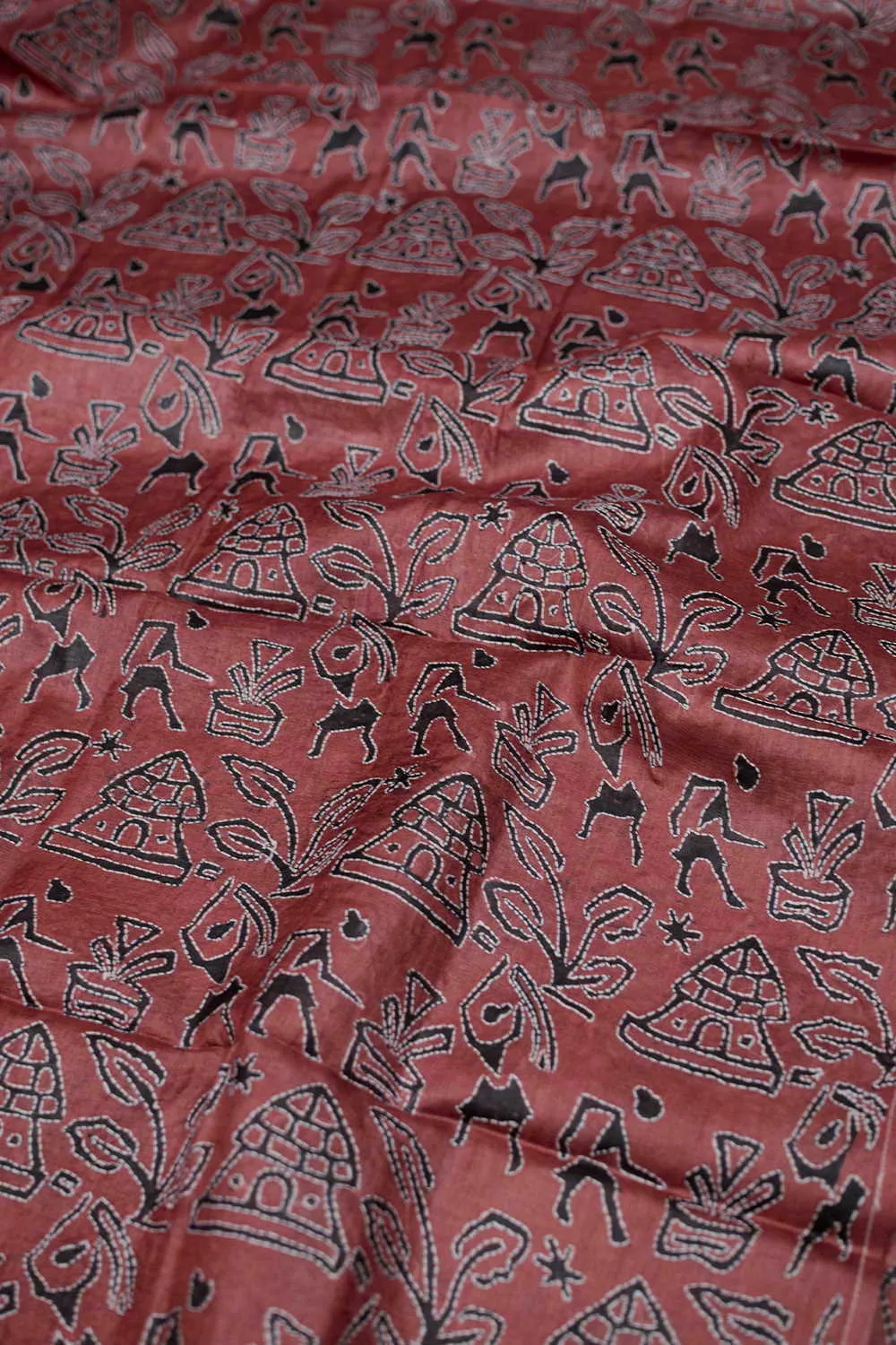 Red Kantha Silk Blouse