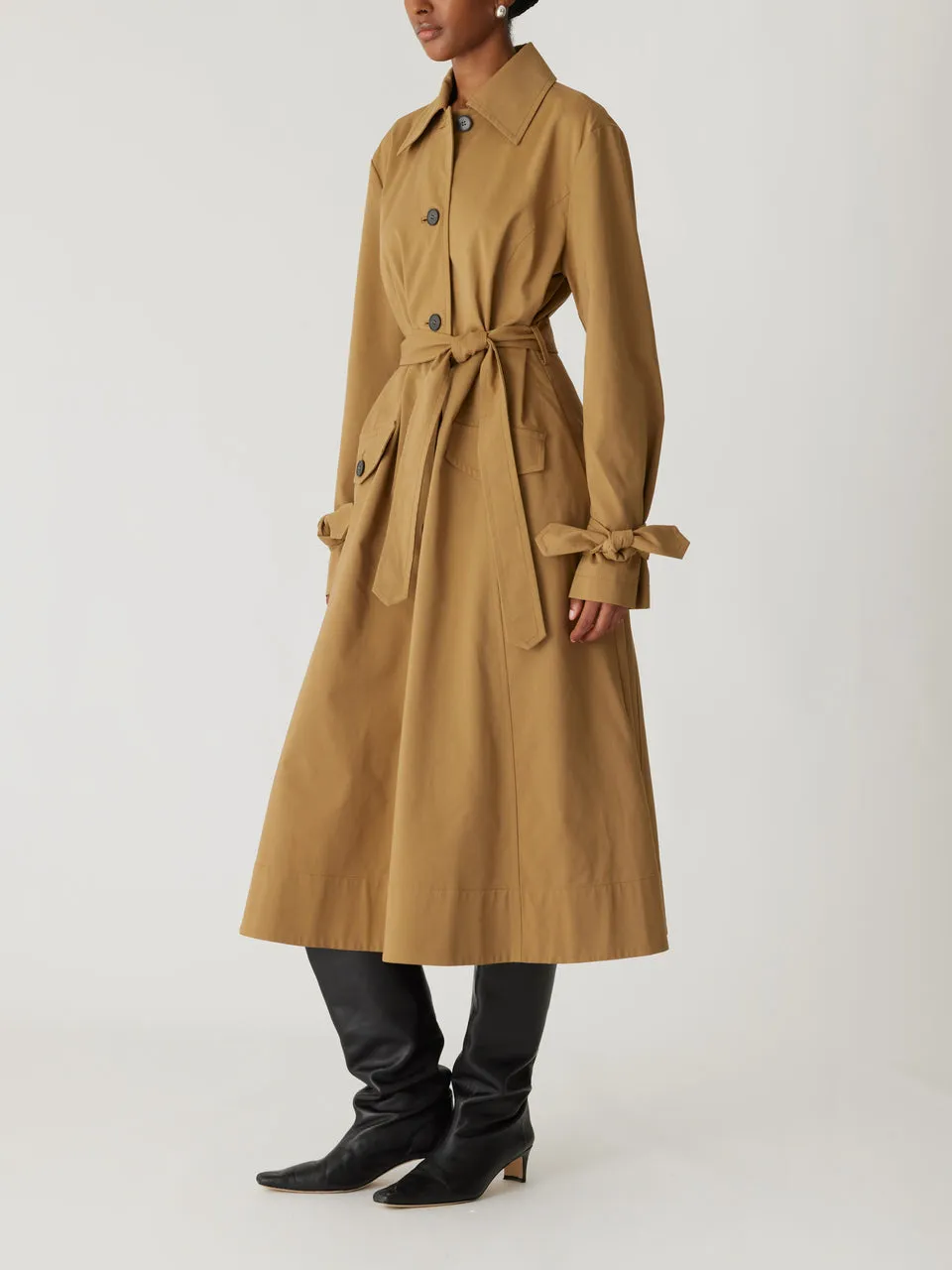 Refined Sateen Trench Coat