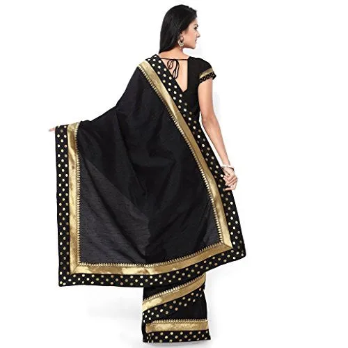 Sarvagny Clothings Black Art Silk Fashion Saree (555-BLACK)