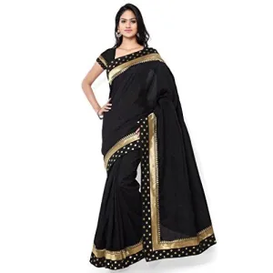 Sarvagny Clothings Black Art Silk Fashion Saree (555-BLACK)