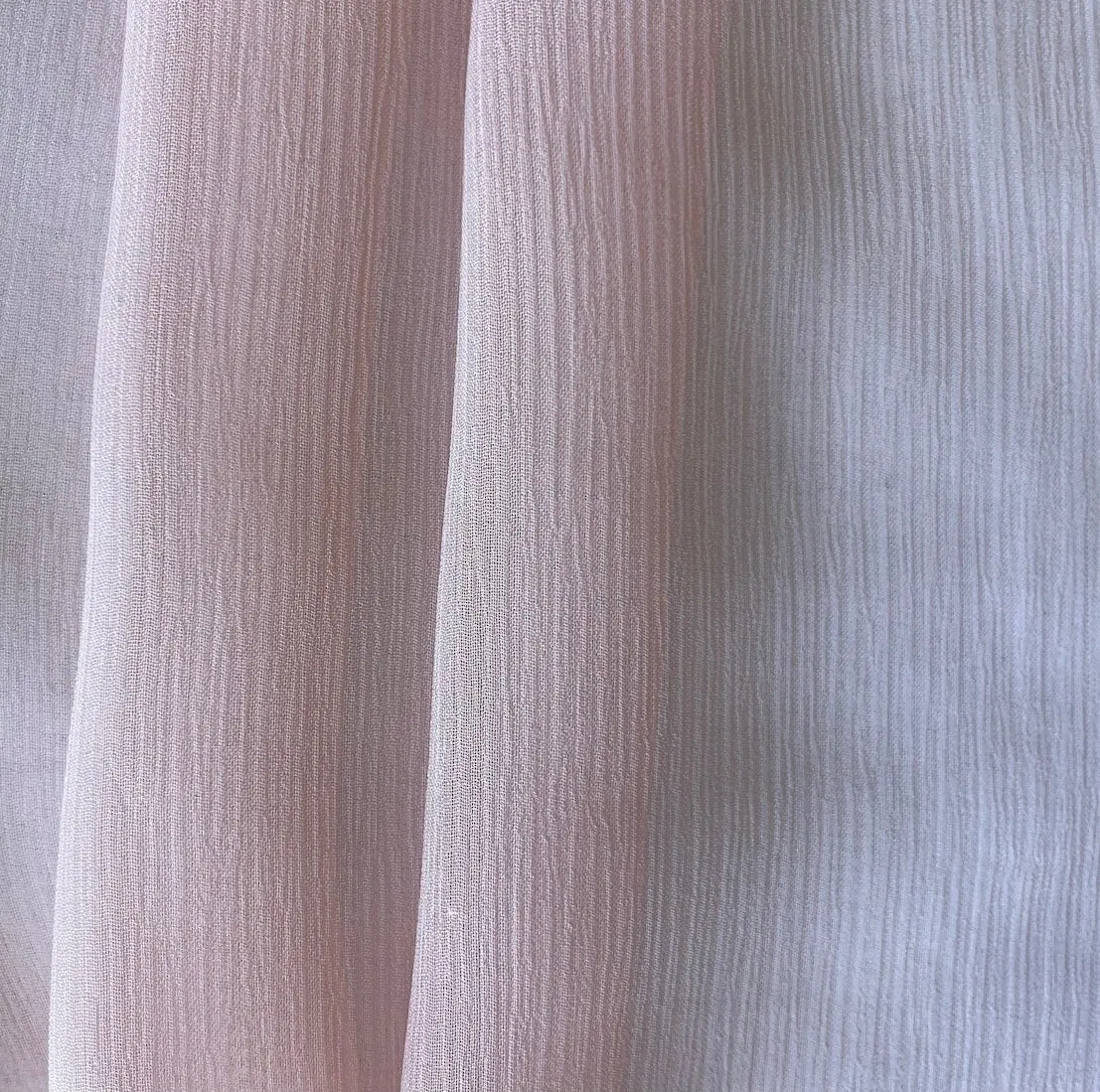 Semi-Sheer Baby Pink Crinkled Silk Chiffon (Made in Italy)