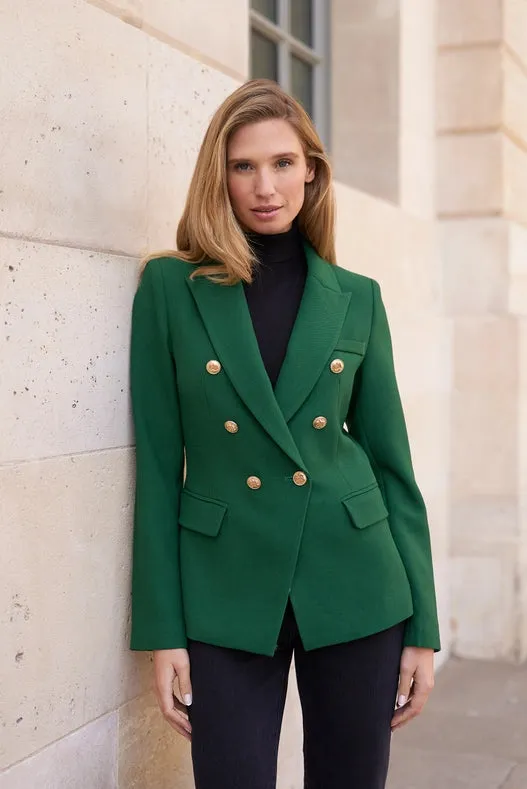 Slim Blazer Jacket With Gold Buttons Winter Material Green