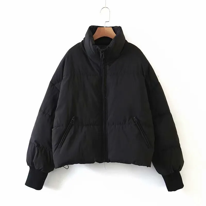 Solid Zip-Up Puffer Jacket