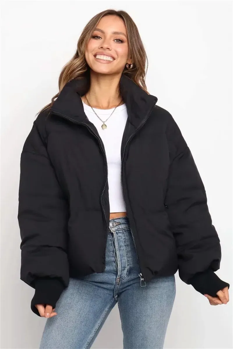 Solid Zip-Up Puffer Jacket