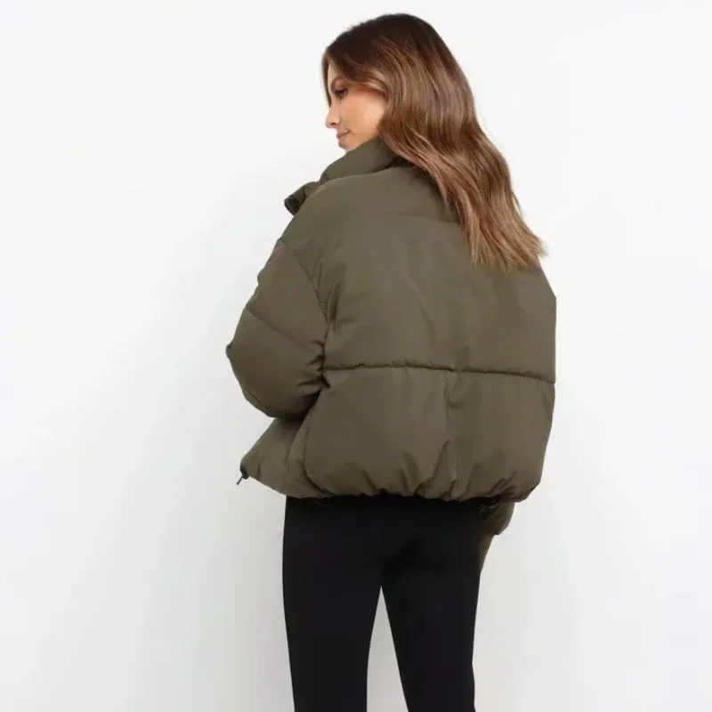 Solid Zip-Up Puffer Jacket