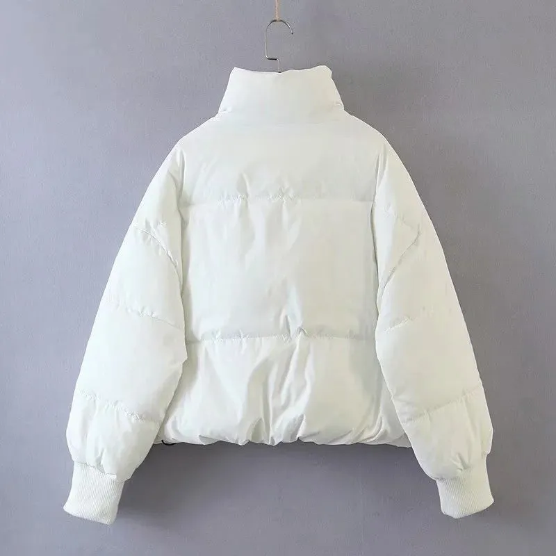 Solid Zip-Up Puffer Jacket