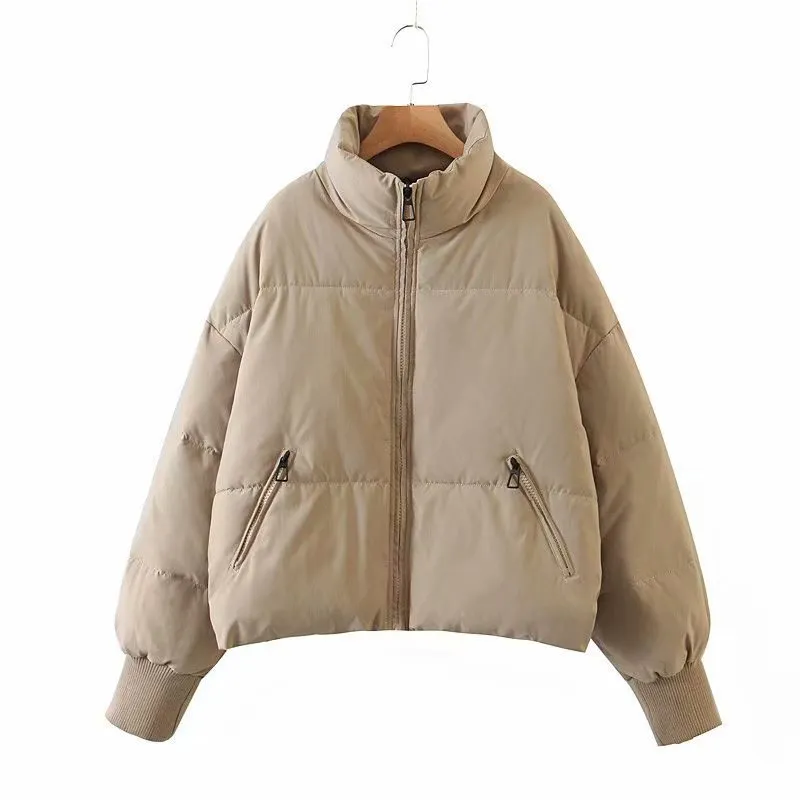 Solid Zip-Up Puffer Jacket