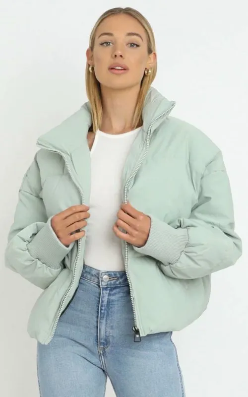 Solid Zip-Up Puffer Jacket