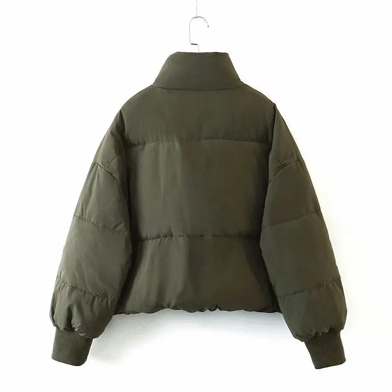 Solid Zip-Up Puffer Jacket