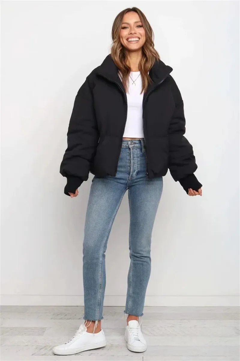 Solid Zip-Up Puffer Jacket