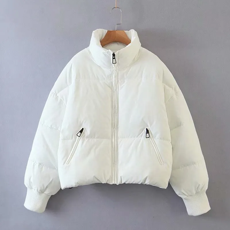 Solid Zip-Up Puffer Jacket