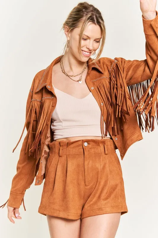 Suede studded fringe jacket PLUS SIZE