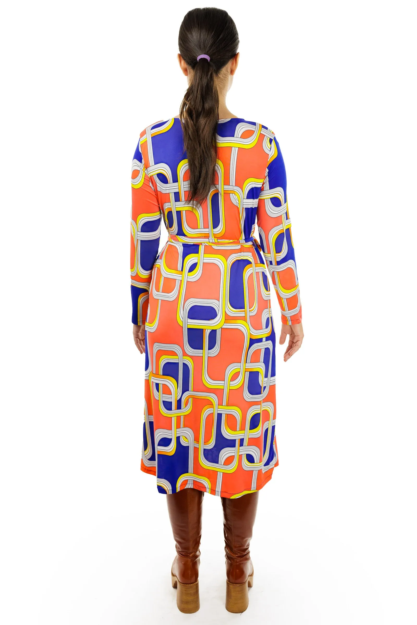 Tantric Tile Long Sleeve Wrap Dress