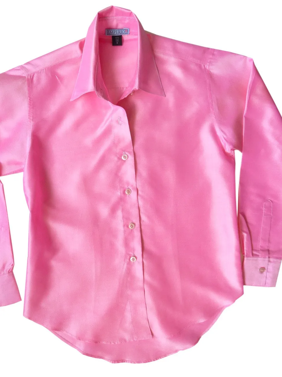 Thai Silk Button Down Shirt Candy Pink