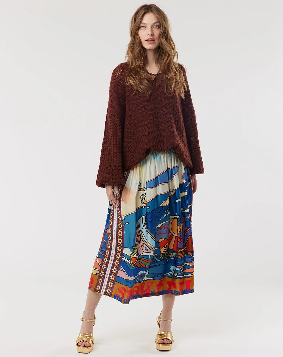 Vanessa Printed Nautical Midi Skirt