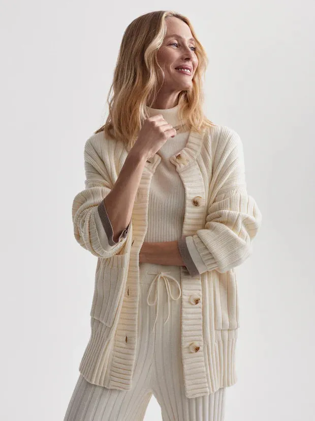 Varley Pensdale Relaxed Knit Cardigan, Egret