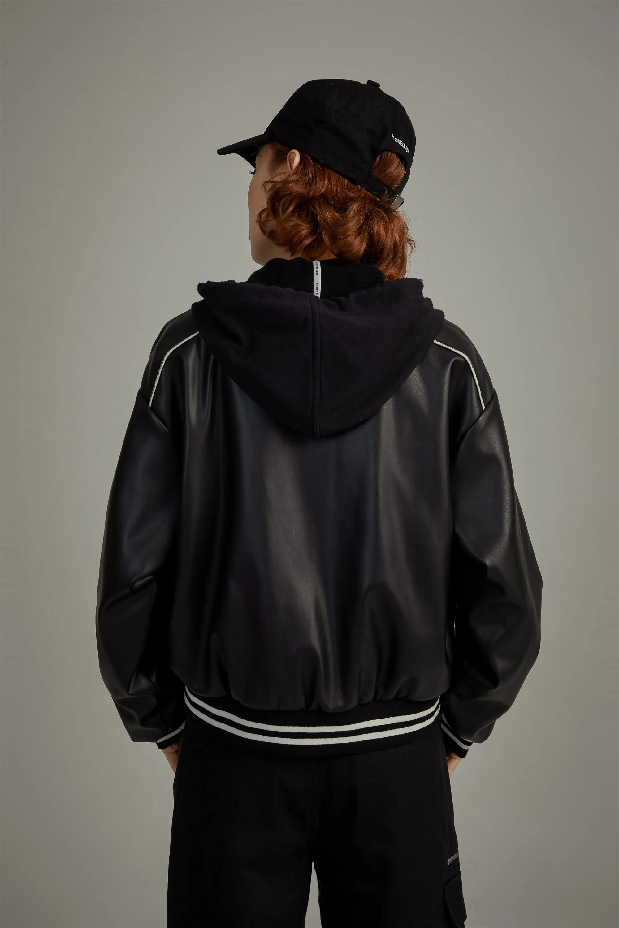 Varsity Leather Zip-Up Jacket