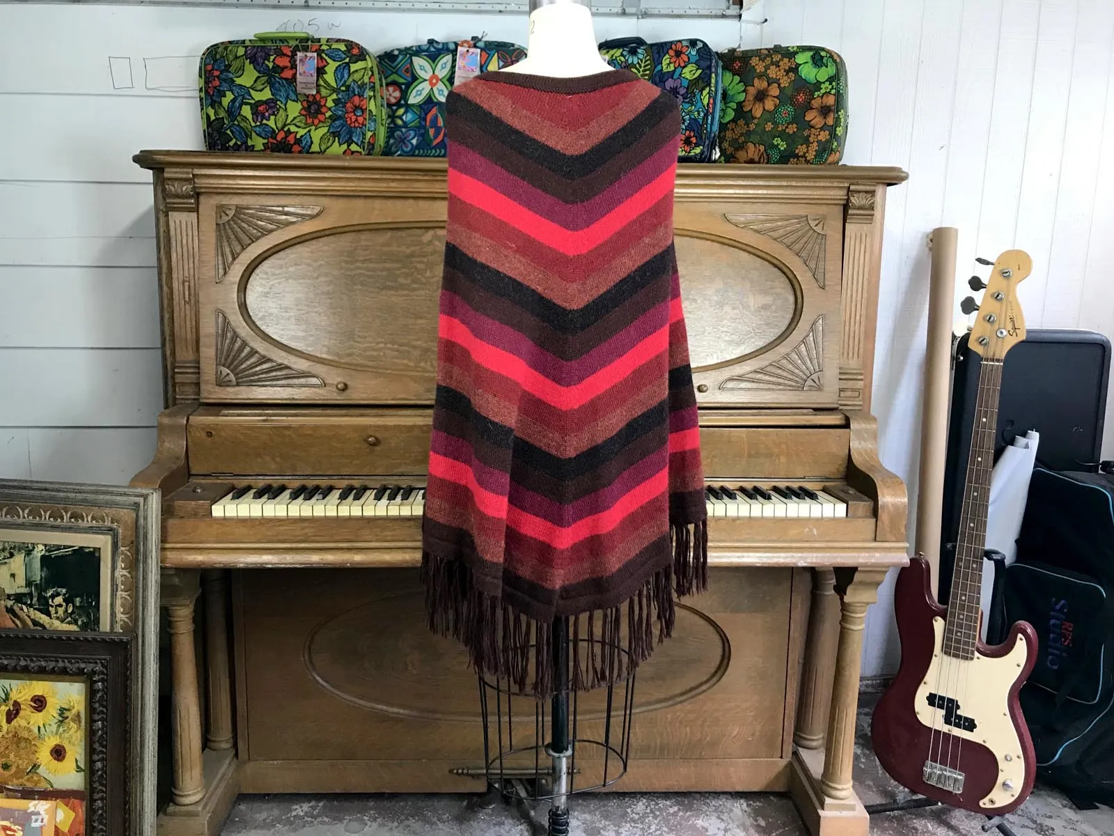 VTG 60s 70s | Boho Hippie Festival Fringe Mod Cape Sweater Poncho | Free Size