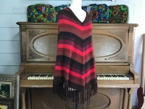 VTG 60s 70s | Boho Hippie Festival Fringe Mod Cape Sweater Poncho | Free Size