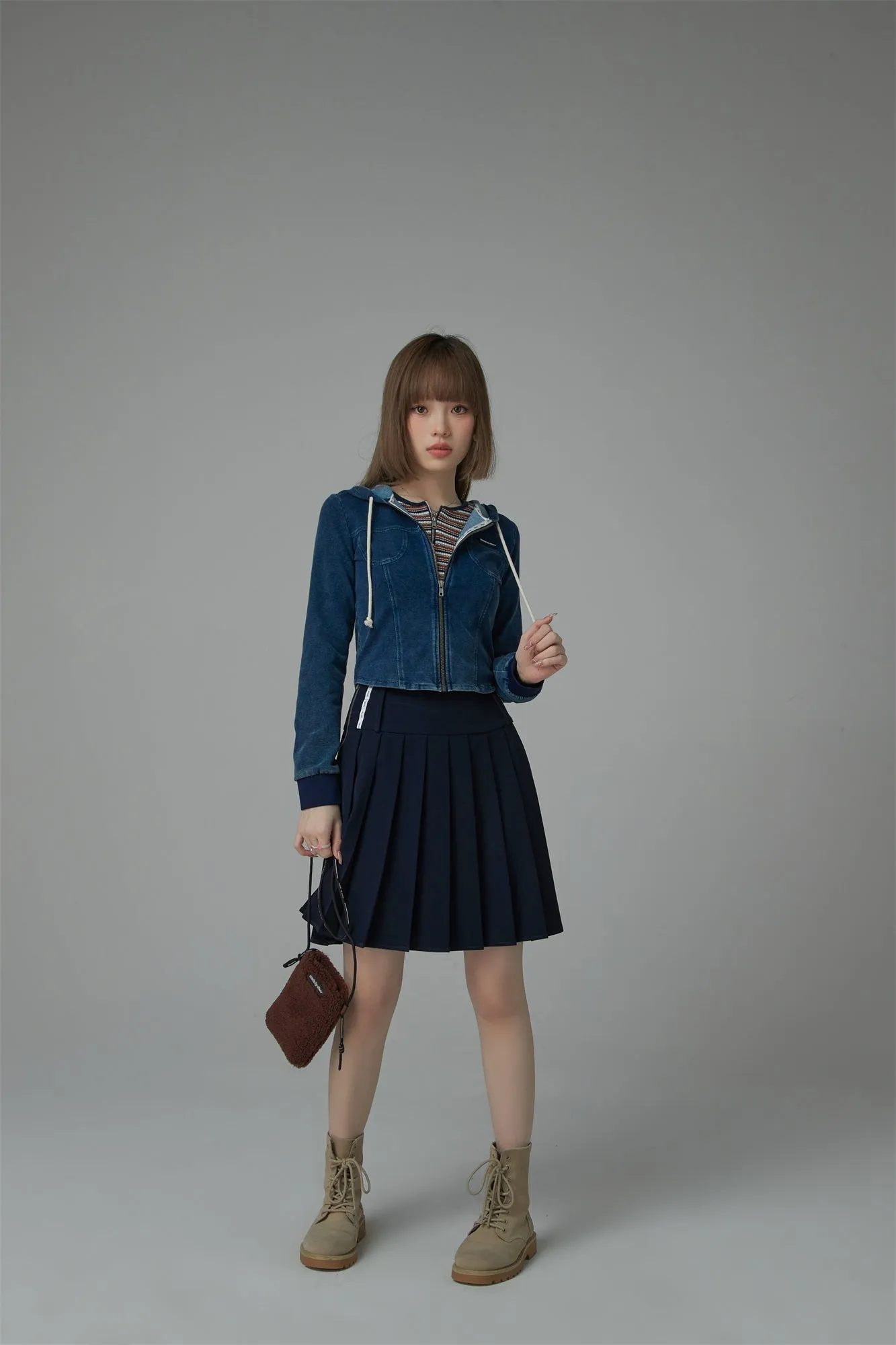 Wide Band Pleated Skirt